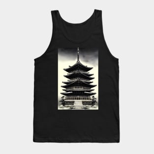 Japanese pagoda temple ink painting Tank Top